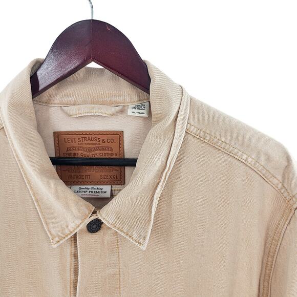 Levi’s Men’s Jean Jacket Vintage Fit Trucker Denim Tan Size XXL Button Front - Picture 8 of 16